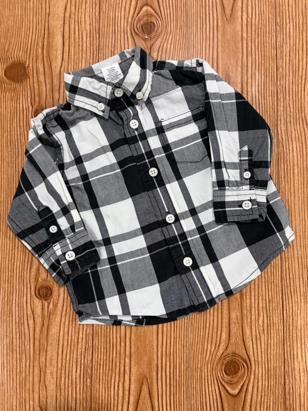 7/$20 Gymboree Classic Black & White Plaid Button-Up Shirt Cotton 6-12 Months